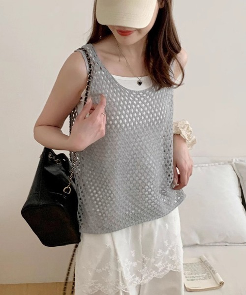 miniministore(ミニミニストア) ベスト ジレ 透かし編みニットベスト miniministore(ミニミニストア) ベスト ジレ 透かし編みニットベスト