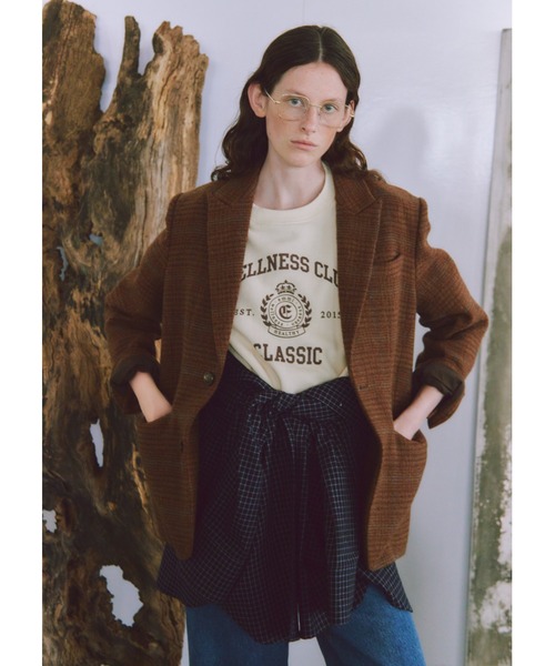 emmi ジャケット テーラードジャケット ウールチェックジャケット
