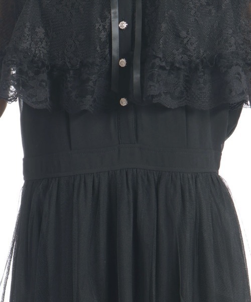 アンドクチュール レースケープワンピース レースフリルケープ風ドレス(M ブラック): AND COUTURE｜公式
