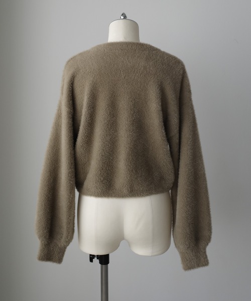 Louere（ルエレ） カーディガン ショート丈シャギーリボンニット