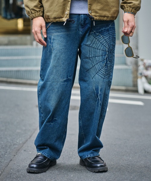 Subciety（サブサエティ） ジーンズ Cobweb curved denim pants メンズ