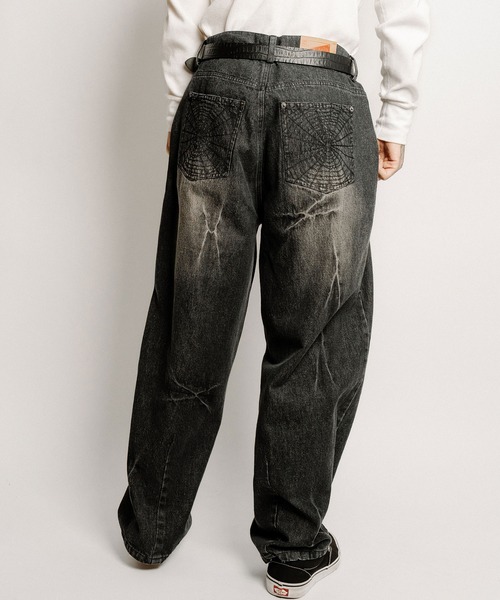 Subciety（サブサエティ） ジーンズ Cobweb curved denim pants メンズ