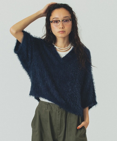 ニット+セーター ROSEBUD cropped broking knit ROSE BUD（ローズバッド） ニット セーター CROPPED BLOKING KNIT