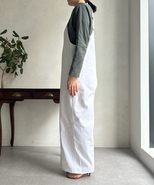 美品 doudou ツイルサロペット ワイド デニム パンツ 白 ホワイト PS DouDou ツイルサロペット 美品 doudou ツイルサロペット ワイド デニム