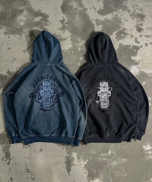 A'gem（エージェム） パーカー A'GEM/9 × .kom 猫ニットデニムジップ