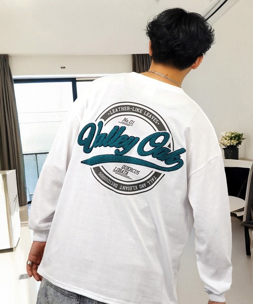tシャツ バックプリント グラフィック ロンT サガラ刺繍 ロゴ 長袖 T