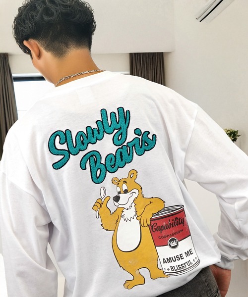 tシャツ バックプリント グラフィック ロンT サガラ刺繍 ロゴ 長袖 T