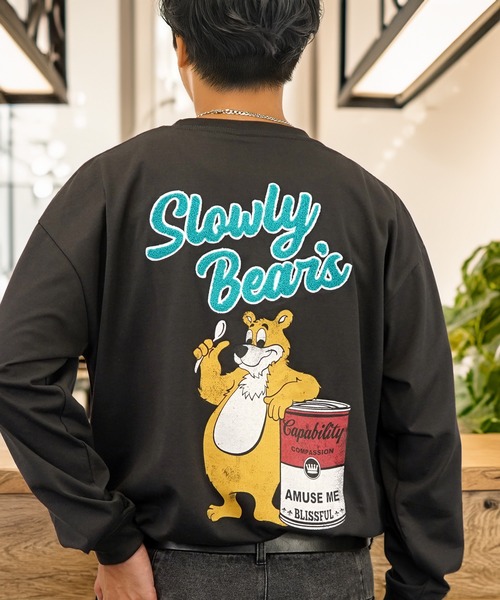 tシャツ バックプリント グラフィック ロンT サガラ刺繍 ロゴ 長袖 T