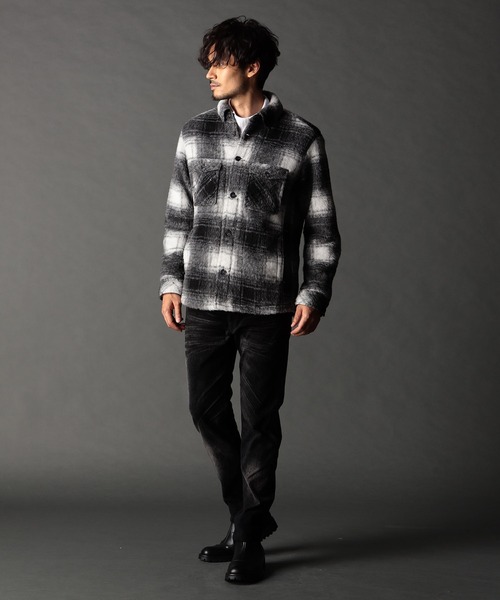 ニコルクラブフォーメン（NICOLE CLUB FOR MEN）/Wパッチポケット チェックシャツブルゾン NICOLE CLUB FOR MEN（ニコルクラブフォーメン） シャツ Wパッチ