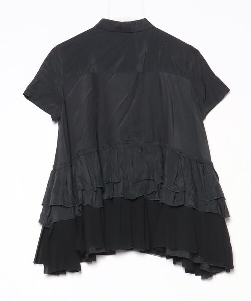 「REKISAMI」 フリル半袖ブラウス 36 ブラック レディース_画像2