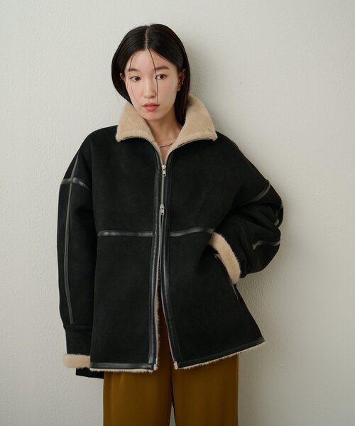 Omekashi（オメカシ） ムートンコート ボアコート フェイクムートン