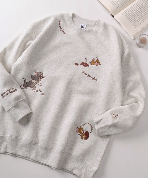 シェル刺繍スウェット セール】TOM and JERRY トムとジェリー サガラ刺繍スウェット