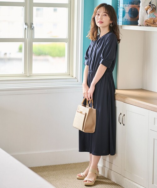 「ANY SIS」 半袖ワンピース 4 ネイビー レディース_画像3