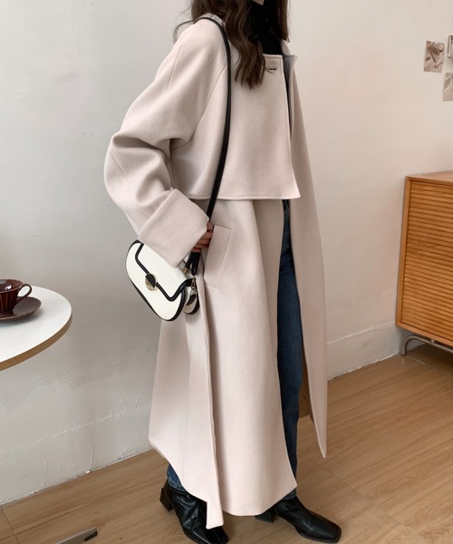 「ECLIN」 ノーカラーコート FREE ベージュ レディース_画像7