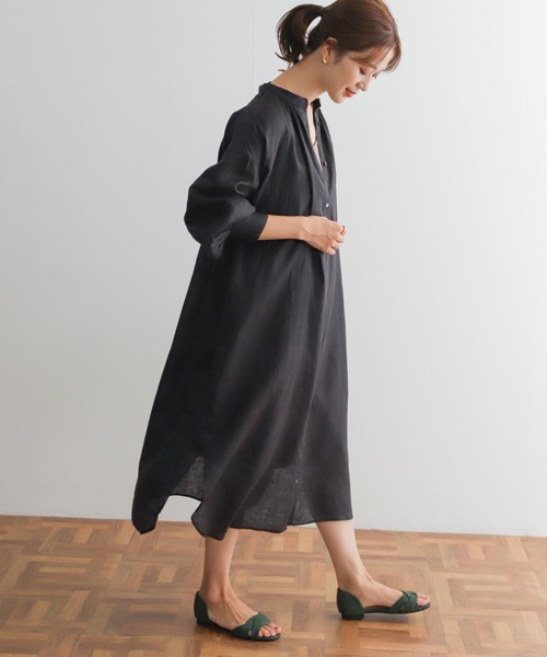 「URBAN RESEARCH DOORS」 長袖ワンピース MEDIUM ブラック レディース_画像2