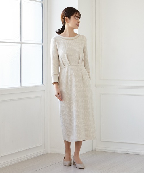 「AIMER」 7分袖ワンピース MEDIUM ベージュ レディース_画像2