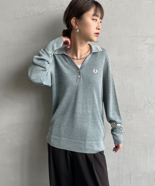 FRED PERRYツインティップライン メタリックニットポロシャツ FRED PERRY（フレッドペリー） ポロシャツ ポロ ツインティップライン