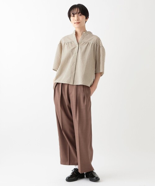 「Afternoon Tea」 半袖ブラウス MEDIUM ネイビー レディース_画像4