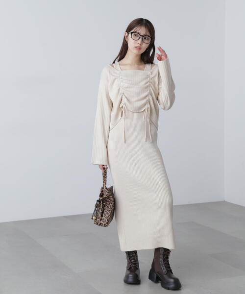 FREE'S MART（フリーズマート） ワンピース ドロストリブニット