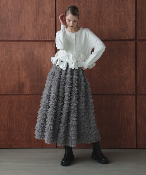 MERAKI スカート ボリュームチュールロングスカート : ZOZOTOWN Yahoo