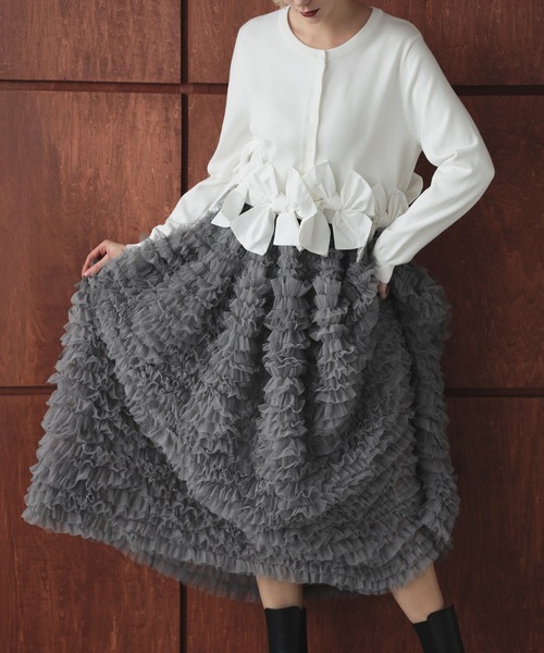 MERAKI スカート ボリュームチュールロングスカート : ZOZOTOWN Yahoo