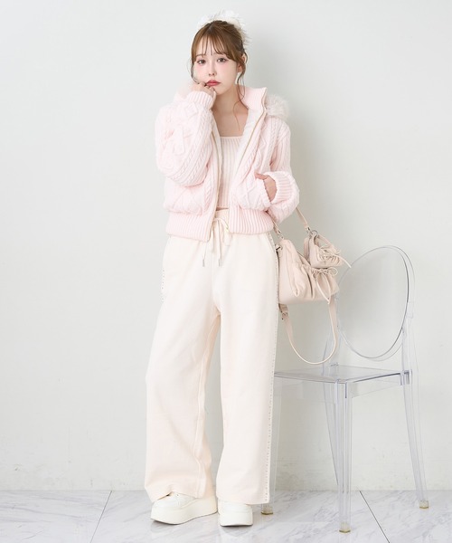 one after another NICE CLAUP スウェットパンツ ジャージ ビジュー