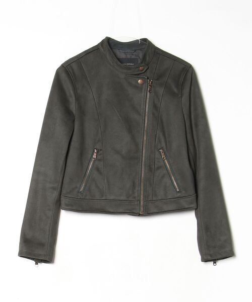 【新品未使用】BANANA REPUBLIC 牛革ライダースジャケット M BANANA REPUBLIC」 ライダースジャケット M グリーン レディース