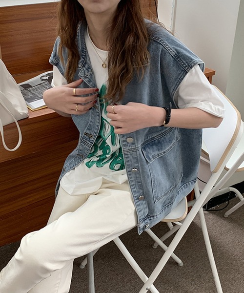 「aimoha」 ベスト FREE ブルー レディース_画像6