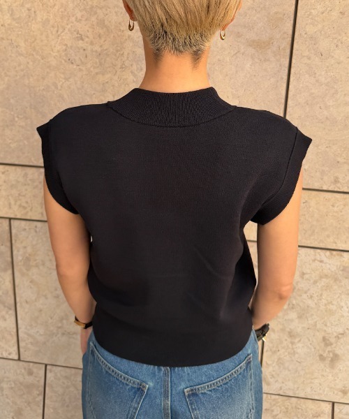 tシャツ ベスト風ニットトップス レディース_5