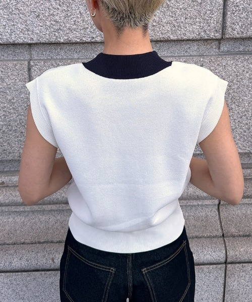 tシャツ ベスト風ニットトップス レディース_15