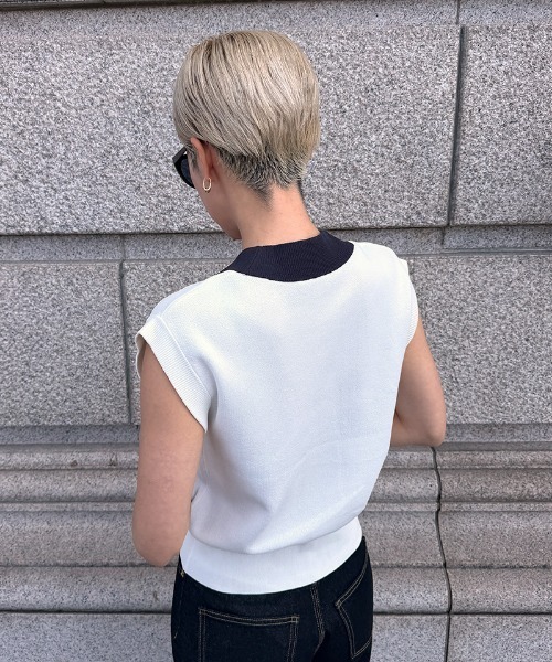 tシャツ ベスト風ニットトップス レディース_19