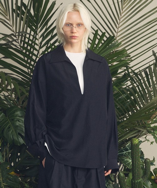 THREEFACE ブラック ベトシャツ リラックス開襟シャツ｜MEN｜251HSB30-315E｜AZUL BY MOUSSY（アズール