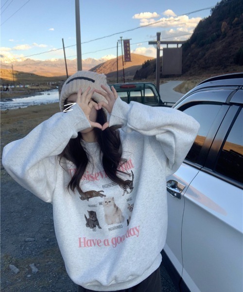 「almo」 スウェットカットソー FREE アイボリー レディース_画像3