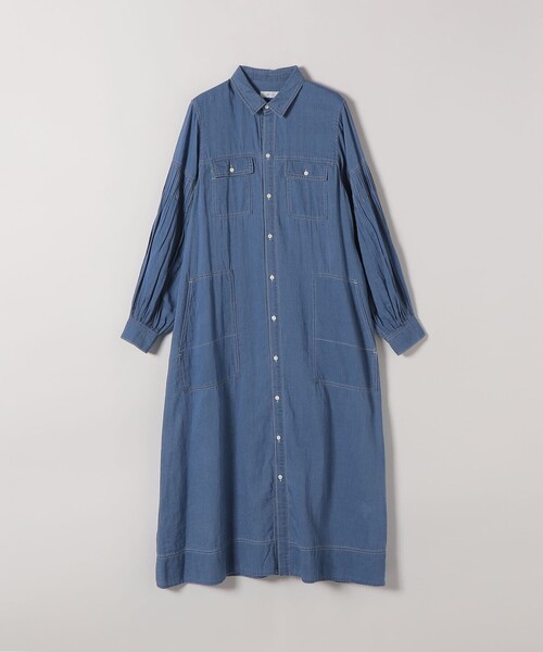 SHIPS any シャツワンピース any:「手洗い可能」シアー デニム
