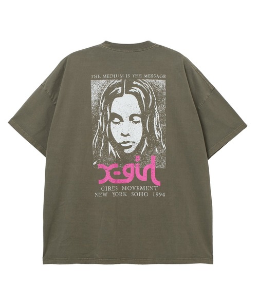 X-girl（エックスガール） ワンピース 半袖 FADED FACE S/S BIG TEE