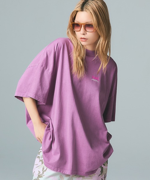 X-girl（エックスガール） ワンピース 半袖 FADED FACE S/S BIG TEE