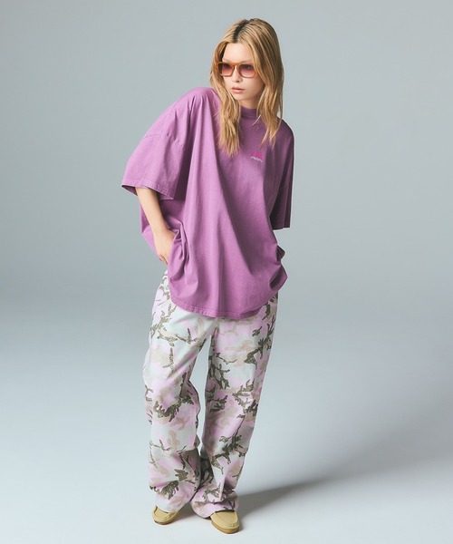 X-girl（エックスガール） ワンピース 半袖 FADED FACE S/S BIG TEE