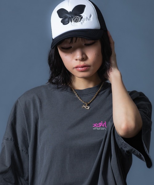 X-girl（エックスガール） ワンピース 半袖 FADED FACE S/S BIG TEE