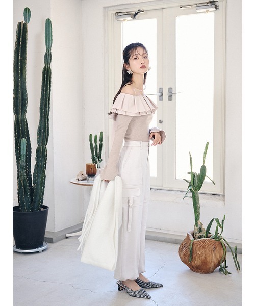 「LILY BROWN」 パンツ 0 ベージュ レディース_画像5