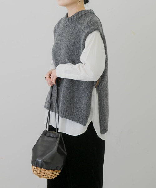 かぐれ　ワイドニットベスト　ベージュ　美品 かぐれ ニットベスト FREE ベージュ レディース : ZOZOTOWN Yahoo!店