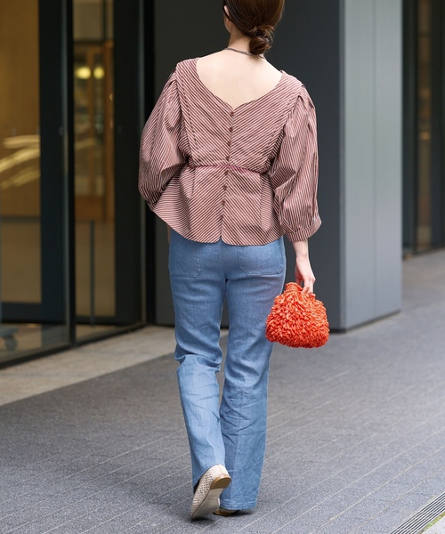 「IENA LA BOUCLE」 7分袖ブラウス ONE SIZE ブラウン レディース_画像3