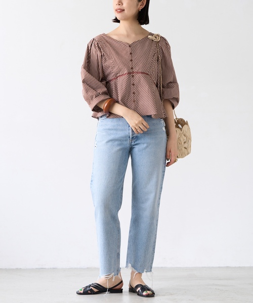 「IENA LA BOUCLE」 7分袖ブラウス ONE SIZE ブラウン レディース_画像6