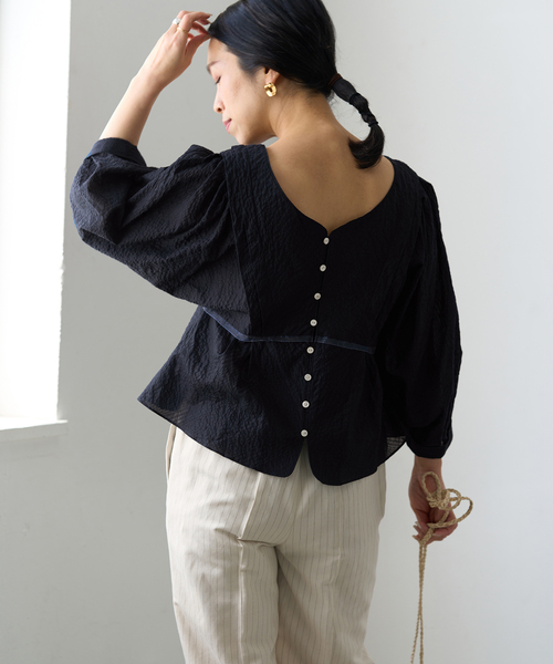 「IENA LA BOUCLE」 7分袖ブラウス ONE SIZE ブラウン レディース_画像10