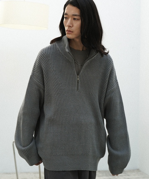 「WYM LIDNM」 長袖ニット M ベージュ メンズ_画像3