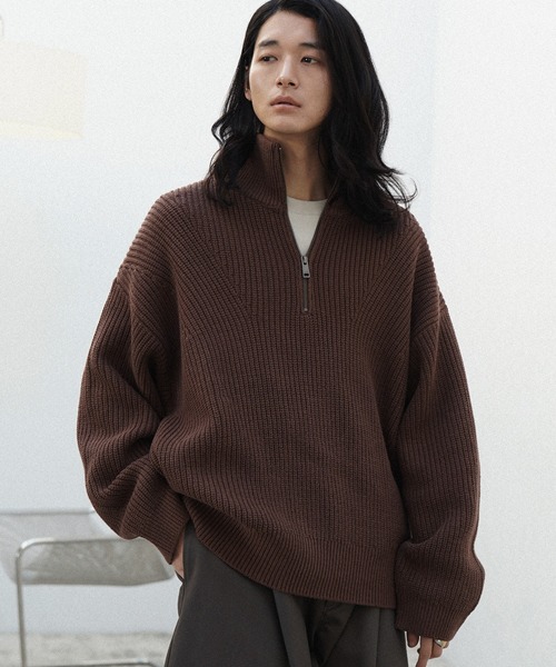 「WYM LIDNM」 長袖ニット M ベージュ メンズ_画像4