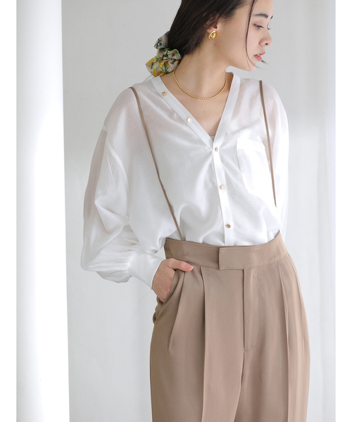La TOTALITE（ラ トータリテ） ブラウス シャツ 「洗える」Vネック