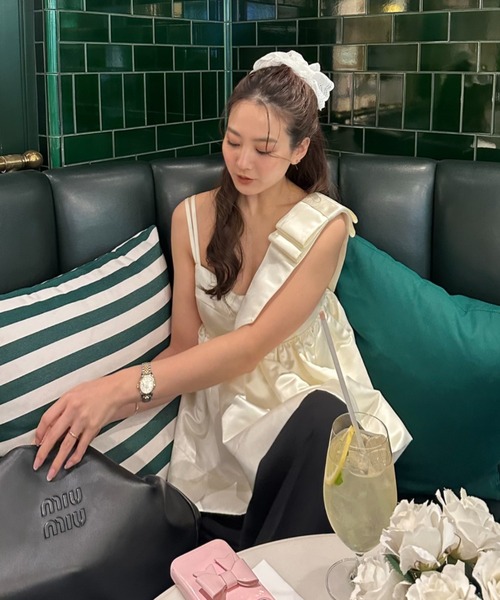 パーティードレス パンツドレス ボリュームリボンペプラムセットアップドレス / volume ribbon peplum setup dressの画像