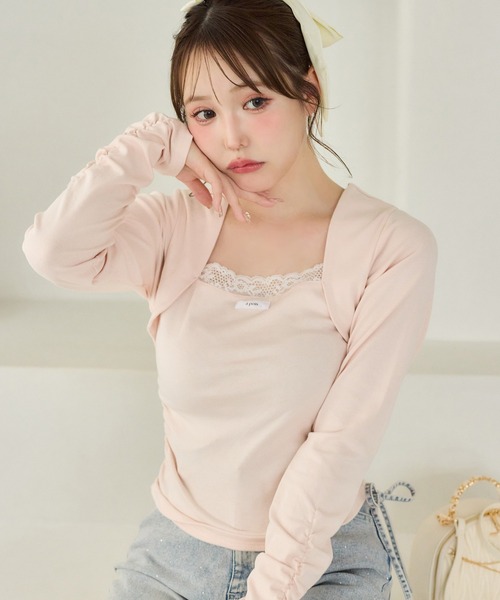 one after another NICE CLAUP tシャツ レース付きレイヤードトップス