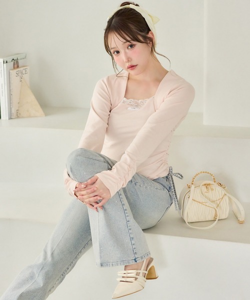 one after another NICE CLAUP tシャツ レース付きレイヤードトップス