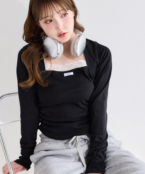 Ameri vintageのレイヤードトップス Ameri VINTAGE - 【美品】AMERI/アメリ レイヤードトップス シアー